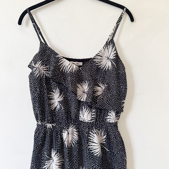 NWOT Billabong Black and White Palm Leaf Floral Ruffle Slit Maxi Sundress L - Picture 2 of 8